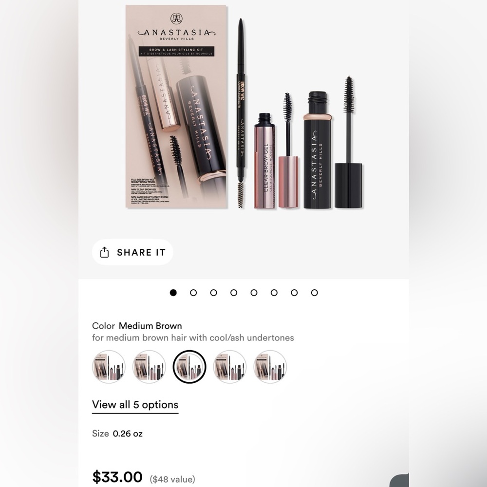 Anastasia Beverly Hills NIB Brow & Lash Styling Kit Shade: Medium Brown
